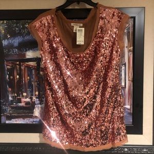 Arden B. Coral sequin front top